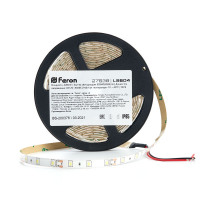 Светодиодная LED лента Feron LS604, 60SMD(2835)/m 4.8W/m 12V IP65 5m, 6500К в каталоге электрики 220.ru, артикул 27638