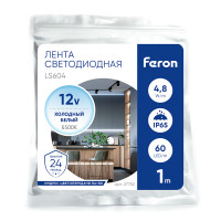 Светодиодная LED лента Feron LS604, 60SMD(2835)/m 4.8W/m 12V 1m 6500К в каталоге электрики 220.ru, артикул 27752