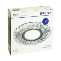 Светильник встраиваемый с белой LED подсветкой Feron CD938 потолочный MR16 G5.3 прозрачный в каталоге электрики 220.ru, артикул 29471