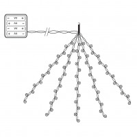 CL53 Гирлянда на елку, 200 LED белый, 10 веток* 20LED, 2м + 1м шнур, IP20 в каталоге электрики 220.ru, артикул 32984