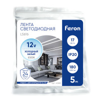 Светодиодная LED лента Feron LS616, 180SMD(2835)/m 17W/m 12V 5m 6500К в каталоге электрики 220.ru, артикул 41280