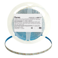 Светодиодная LED лента Feron LS617, 240SMD(2835)/м 19Вт/м 12V 5000*10*1.22мм 6500К, IP20 в каталоге электрики 220.ru, артикул 48828