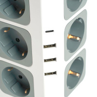 Удлинитель 12-местн с/з, 3x1мм2, 1.5 м,250В,16А, 3520Вт 3USB A + 1C 5V 3,4A,белый, серый, серия Comfort HM10-61-01 в каталоге электрики 220.ru, артикул 49991