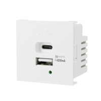 Розетка модульная высокоскоростная  USB 45х45мм (Type А+С),  4,2 А, 5 В, 21 Вт (бел.) LK45 в каталоге электрики 220.ru, артикул 857904