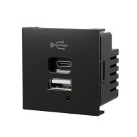 Розетка модульная высокоскоростная  USB 45х45мм (Type А+С),  4,2 А, 5 В, 21 Вт (черн.) LK45 в каталоге электрики 220.ru, артикул 857908