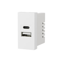 Розетка модульная высокоскоростная  USB 45х22,5мм (Type А+С), 2,1 А, 5 В, 10,5Вт (бел.) LK45 в каталоге электрики 220.ru, артикул 858204