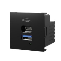 Розетка модульная высокоскоростная  USB 45х45мм (Type А+С),  протоколы QC 3.0, PD, 65 Вт. (черн.) LK45 в каталоге электрики 220.ru, артикул 858308